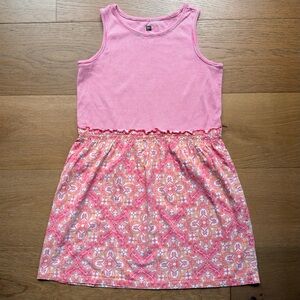 Tea Collection Girls Print Mix Tank Dress Size 10 Floral Striped Pink Coral